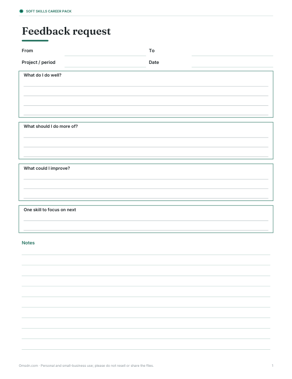 Preview of Printable Feedback Request Form